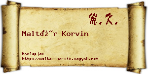 Maltár Korvin névjegykártya
